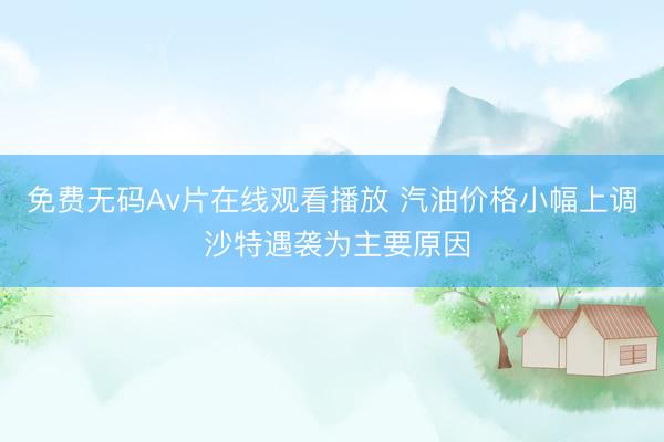 免费无码Av片在线观看播放 汽油价格小幅上调 沙特遇袭为主要原因