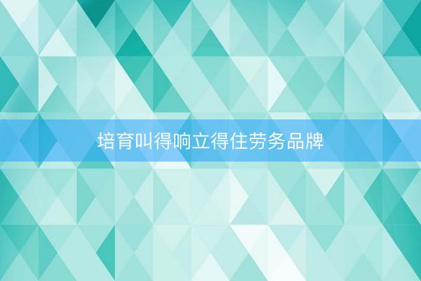 培育叫得响立得住劳务品牌