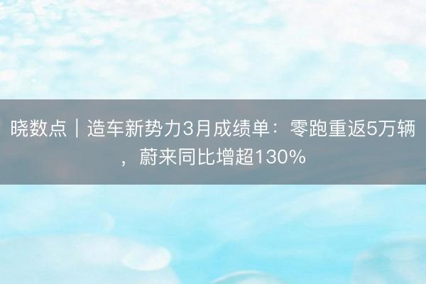 晓数点｜造车新势力3月成绩单：零跑重返5万辆，蔚来同比增超130%