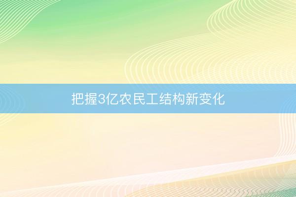把握3亿农民工结构新变化