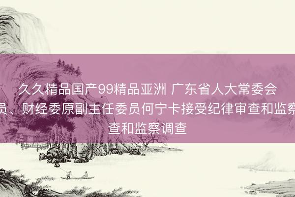 久久精品国产99精品亚洲 广东省人大常委会原委员、财经委原副主任委员何宁卡接受纪律审查和监察调查