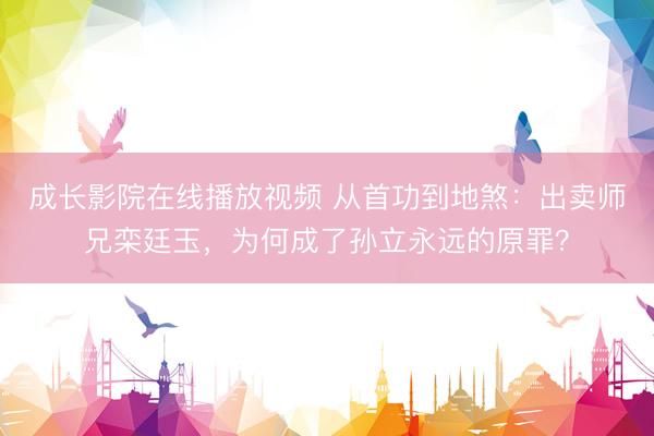成长影院在线播放视频 从首功到地煞：出卖师兄栾廷玉，为何成了孙立永远的原罪？
