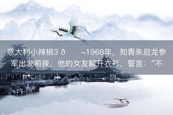 意大利小辣椒3 🌬1968年，知青朱启龙参军出发前夜，他的女友解开衣衫，誓言：“不