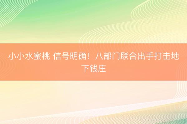 小小水蜜桃 信号明确！八部门联合出手打击地下钱庄
