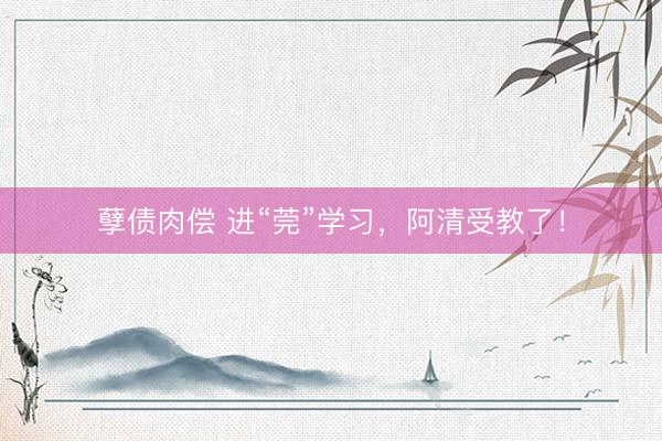 孽债肉偿 进“莞”学习,阿清受教了!