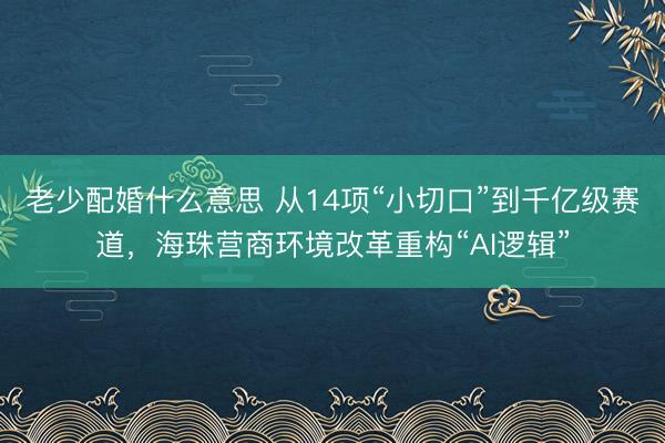 老少配婚什么意思 从14项“小切口”到千亿级赛道，海珠营商环境改革重构“AI逻辑”