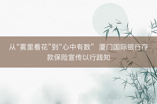 从“雾里看花”到“心中有数”  厦门国际银行存款保险宣传以行践知
