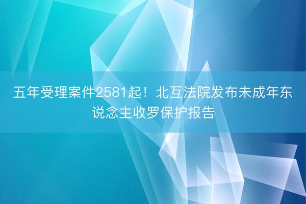 五年受理案件2581起！北互法院发布未成年东说念主收罗保护报告