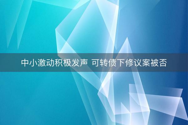 中小激动积极发声 可转债下修议案被否