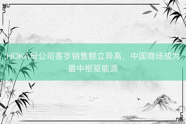 HOKA母公司客岁销售额立异高，中国商场成为最中枢驱能源
