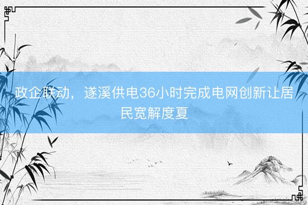 政企联动，遂溪供电36小时完成电网创新让居民宽解度夏