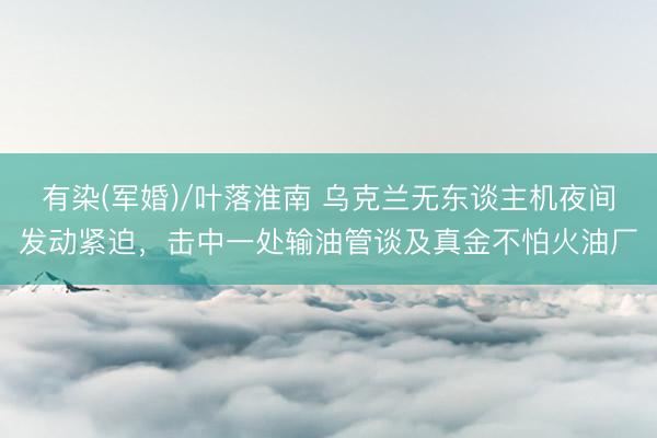 有染(军婚)/叶落淮南 乌克兰无东谈主机夜间发动紧迫，击中一处输油管谈及真金不怕火油厂