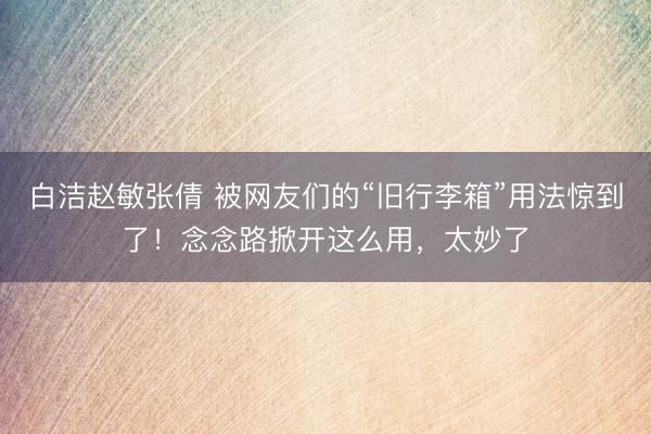 白洁赵敏张倩 被网友们的“旧行李箱”用法惊到了！念念路掀开这么用，太妙了