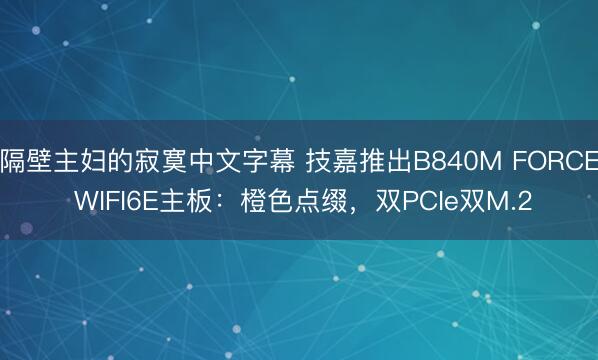 隔壁主妇的寂寞中文字幕 技嘉推出B840M FORCE WIFI6E主板：橙色点缀，双PCIe双M.2