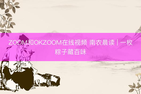 ZOOM和OKZOOM在线视频 南农晨读 | 一枚粽子藏百味