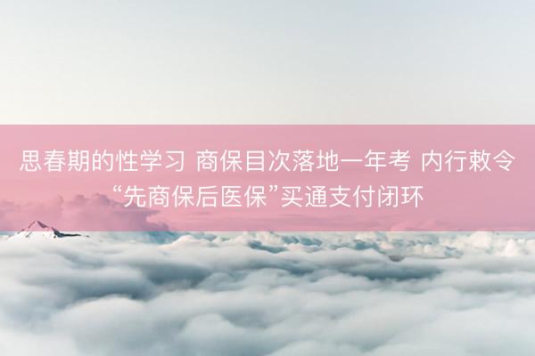 思春期的性学习 商保目次落地一年考 内行敕令“先商保后医保”买通支付闭环