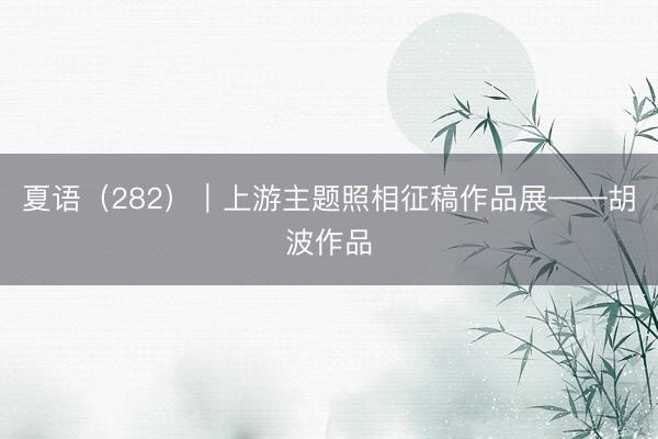 夏语（282）｜上游主题照相征稿作品展——胡波作品